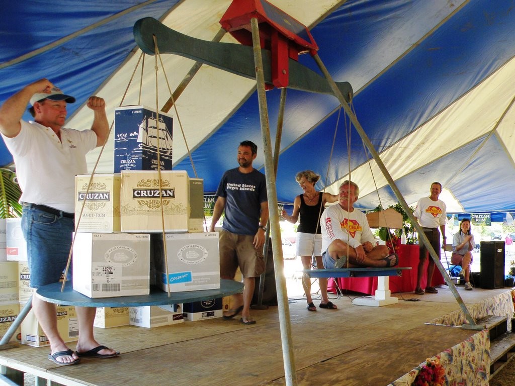 Winning CSA-1 skipper gets weight in Cruzan Rum - St. Croix Yacht Club Hospice Regatta © Rob Jones